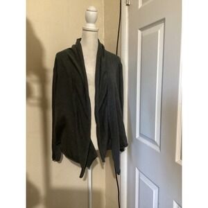 prAna Charcoal Gray Organic Cotton Open Front Draped Cardigan Sweater Small